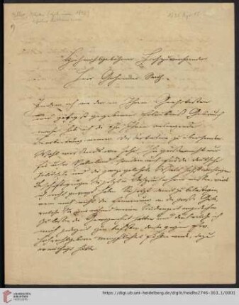 Briefe von Elias Eller an Carl Joseph Anton Mittermaier: Brief von Elias Eller an Carl Joseph Anton Mittermaier