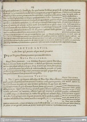 Sectio LXVIII. An Deus ipsa peccata aliquo modo procuret