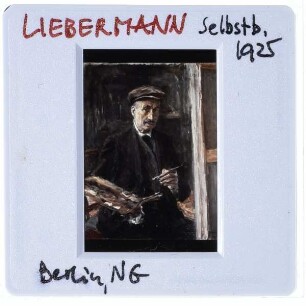 Liebermann, Selbstbildnis mit Sportmütze an der Staffelei (Berlin AN A II 466)