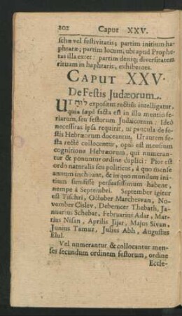 Caput XXV. De Festis Judaeorum.
