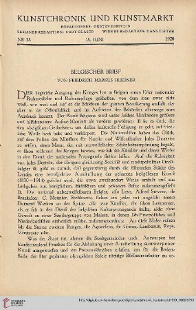 Neue Folge 31 = Jahrgang 55: Belgischer Brief