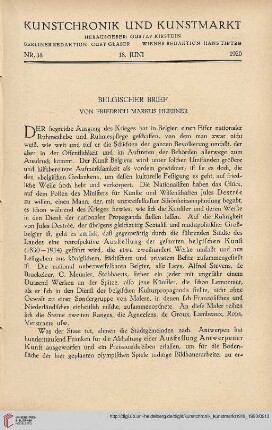 Neue Folge 31 = Jahrgang 55: Belgischer Brief