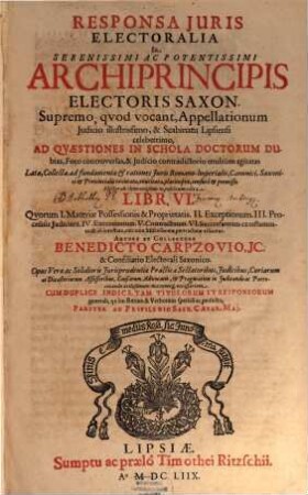 Responsa Juris Electoralia : Libri Sex