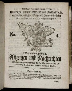 No. 4. Montags, den 24ten Januar 1774