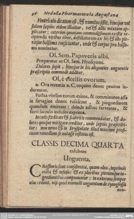 Classis Decima Quarta exhibens Unguenta