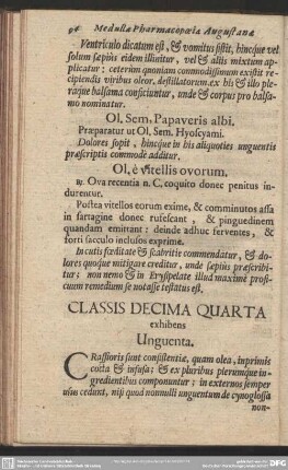 Classis Decima Quarta exhibens Unguenta