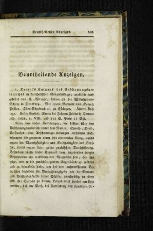 Beurtheilende Anzeigen