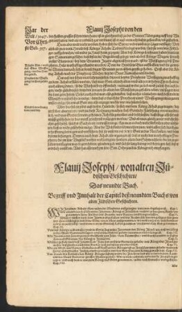 Flavii Josephi/ von alten Jüdischen Geschichten/ Das neundte Buch.