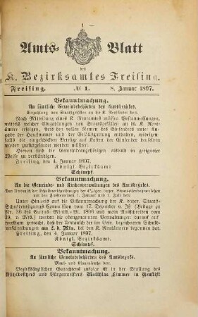 Amts-Blatt des Bezirksamtes Freising. 1897