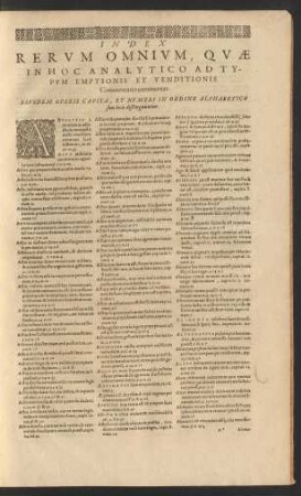 Index Rerum Omnium, Quae In Hoc Analytico Ad Typum Emptionis Et Venditionis Commentario continentur