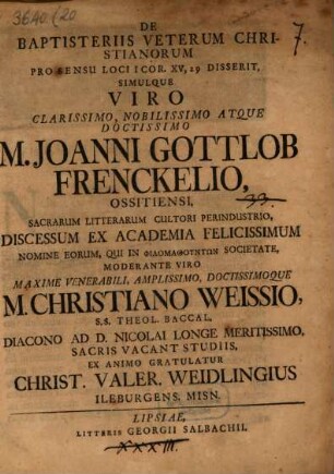 De baptisteriis veterum Christianorum