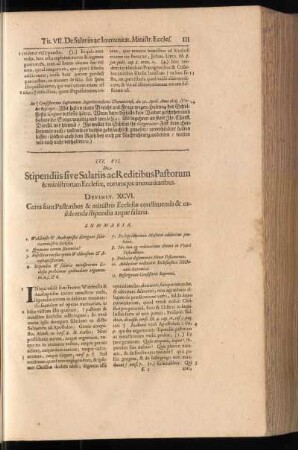 Tit. VII. De Stipenddis sive Salariis ac Reditibus Pastorum & ministrorum Ecclesiae, eorumque immunitatibus