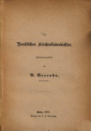 Die Reussischen Kirchenliederdichter