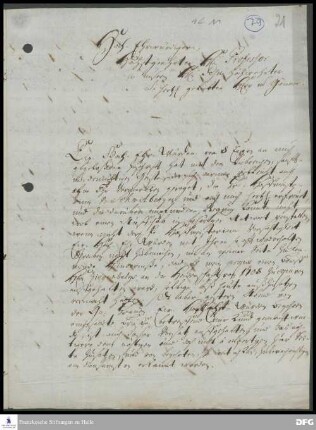 Brief von Christian Wendt an August Hermann Francke.