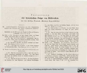 Fortsetzung der historischen Folge von Bildwerken aus der dritten Periode (Höchste Kunstblüte)