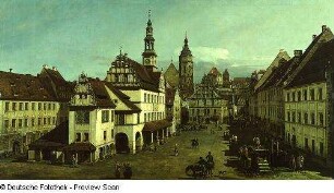 Brunnen, Marktplatz, Pirna, Bellotto, um 1753
