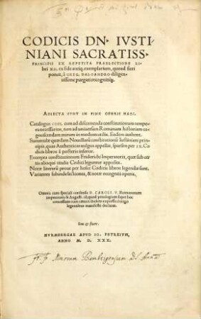 Codicis Dn. Ivstiniani Sacratiss. Principis Ex Repetita Praelectione Libri XII