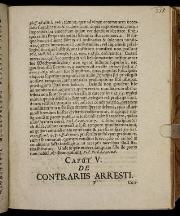 Caput V. De Contrariis Arresti.
