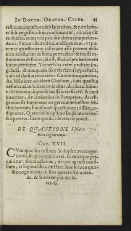 De Quaestione Infinita cognitionis. Cap. XVII.