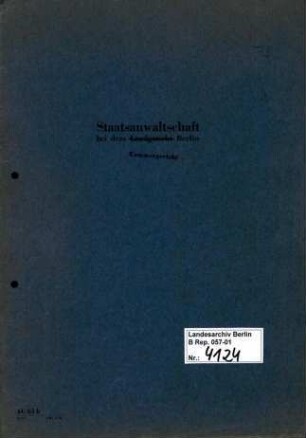 Ermittlungsverfahren gegen Kurt Lindow (*16.02.1903), Josef Vogt (*30.07.1897), Karl Döring (*24.05.1905, +31.05.1945), Günther Pütz (*29.06.1913, +07.05.1969), Joachim Reichenbach (*14.08.1907), Franz Thiedeke (*26.06.1893, +31.12.1945), Franz Königshaus (*10.04.1906), Alfred Staude (*12.09.1897, +16.04.1965), Erich Weiler (*24.10.1911, +17.11.1942), Richard Herold (*26.07.1886, +31.12.1945), Josef Lica (*14.03.1879, +19.02.1957), Reinhard Hoffmann (*30.01.1896), Kurt Ortler, früher Orlowski (*09.03.1897, +11.05.1948), Max Bartel (*28.05.1903), Walter Huse (*28.08.1902, +28.04.1945), Andreas Kempel (*13.07.1904), Gerhard Kling (*19.04.1903), Johannes von Rakowski (*11.10.1902), Walter Tiemann (*30.05.1905, +31.12.1945), Georg Gustav Simon (*15.11.1900) wegen Beihilfe zum Mord durch Anordnung von Einzeltötungen polnischer Kriegsgefangener als sogenannte Sonderbehandlungen und der Massentötungen, die Aussonderung und Exekution sowjetischer Kriegsgefangener aufgrund der Einsatzbefehle 8 und 9 des Chefs der Sicherheitspolizei und des SD vom 17. und 21. Juli 1941