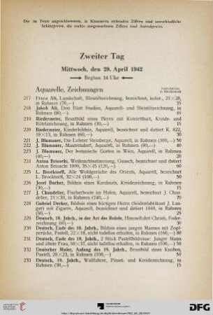 Zweiter Tag: Mittwoch, den 29. April 1942, Beginn 14 Uhr (Nr. 217-442)