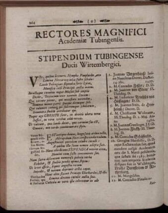 Rectores Magnifici Academiæ Tubingensis.