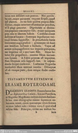 Testamentum Extremum Erasmi Roterodami