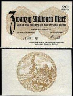 Heidelberg, Notgeld, 20 Millionen Mark