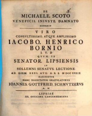 De Michaele Scoto veneficii inivste damnato