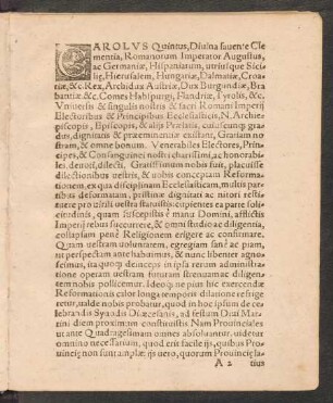 Carolus Quintus, Divina favente Clementia, Romanorum Imperator Augustus, ac Germaniae ...