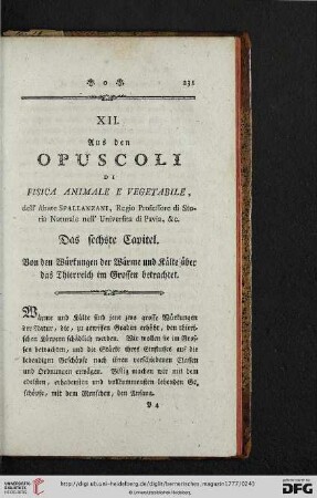 XII. Aus den opuscoli di fisica animale e vegetabile […]