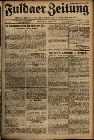 Ausgabe vom Mittwoch, den 31. März 1926.