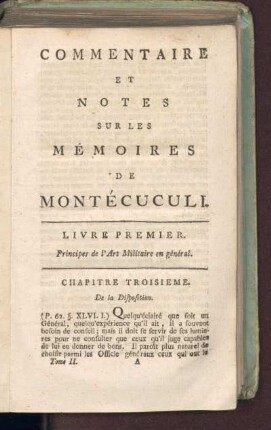 Chapitre Troisieme. De la Disposition