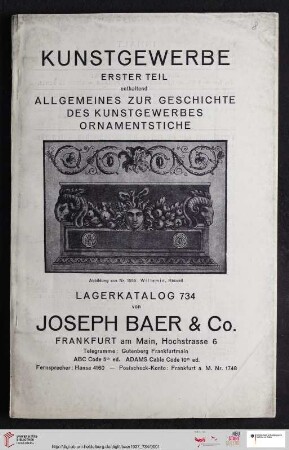 Nr. 734: Kunstgewerbe: Allgemeines zur Geschichte des Kunstgewerbes, Ornamentstiche