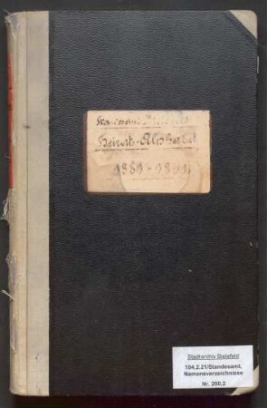Namensverzeichnis zum Heiratsregister Bielefeld, 1881 - 1891