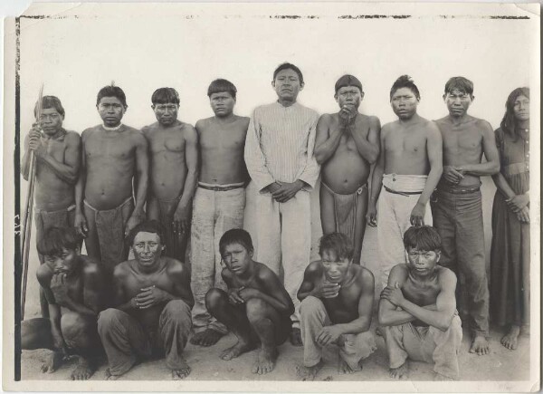 "Chief Ildefonso with Macuschi bearers in S. Marcos"