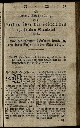I. Von der Erkenntniß Gottes überhaupt, von ihrem Nutzen und den Mitteln dazu.