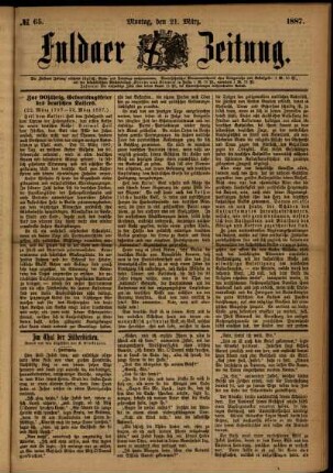 Ausgabe vom Montag, den 21. März 1887.