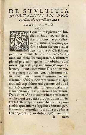 De stultitia mortalium, in procrastinanda correctione vitae, liber