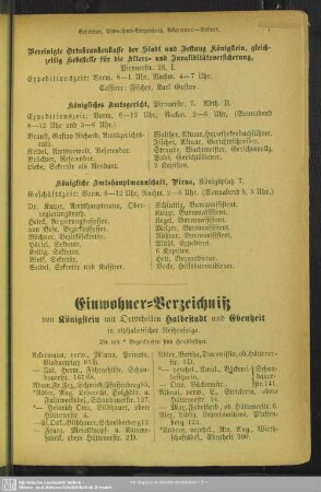 Einwohnerverzeichnis : Einwohner-Verzeichniß
