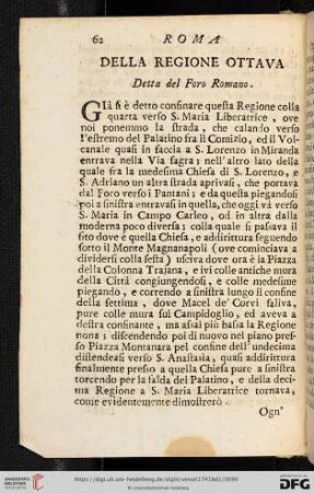 Della regione ottava