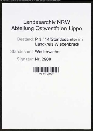 Heiratsregister Standesamt Westerwiehe
