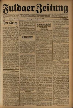 Zweite Ausgabe vom Dienstag, den 19. Januar 1915.