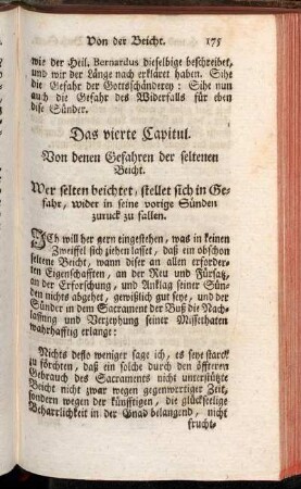 Das vierte Capitul. Von denen Gefahren der seltenen Beicht