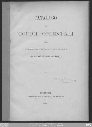 Catalogo dei codici orientali della biblioteca nazionale di Palermo