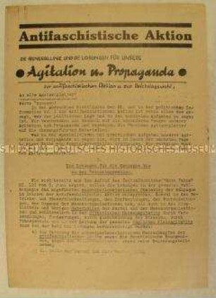 Hektografiertes Rundschreiben mit den Agitationsrichtlinien der Antifaschistischen Aktion Sachsen zur Reichstagswahl im Juli 1932