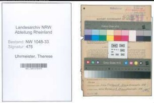 Entnazifizierung Therese Uhrmeister , geb. 03.07.1897 (Lehrerin)