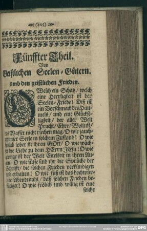 Fünffter Theil. Von Geistlichen Seelen-Gütern