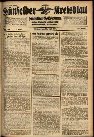 Erste Ausgabe vom Freitag, den 30. Juli 1937.
