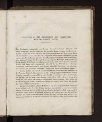 Einleitung in die Geschichte des Ursprungs der deutschen Hanse